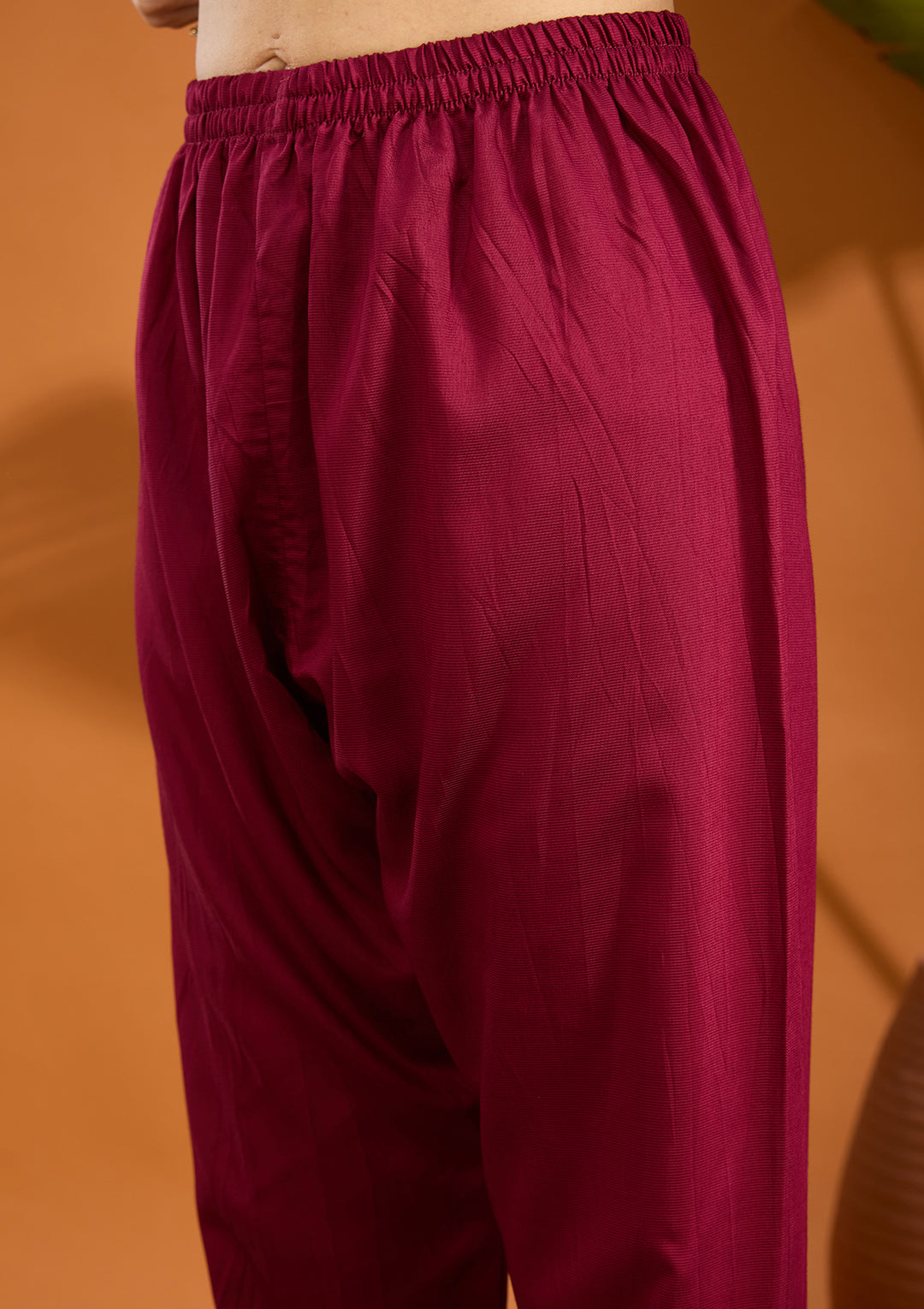 Wine Multi Crepe Abstract Geometric Printed Straight Kurta With Pant Regular And Dupatta