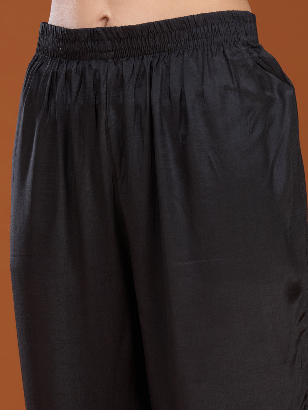 Black Sequins Dola Silk Readymade Salwar Suit