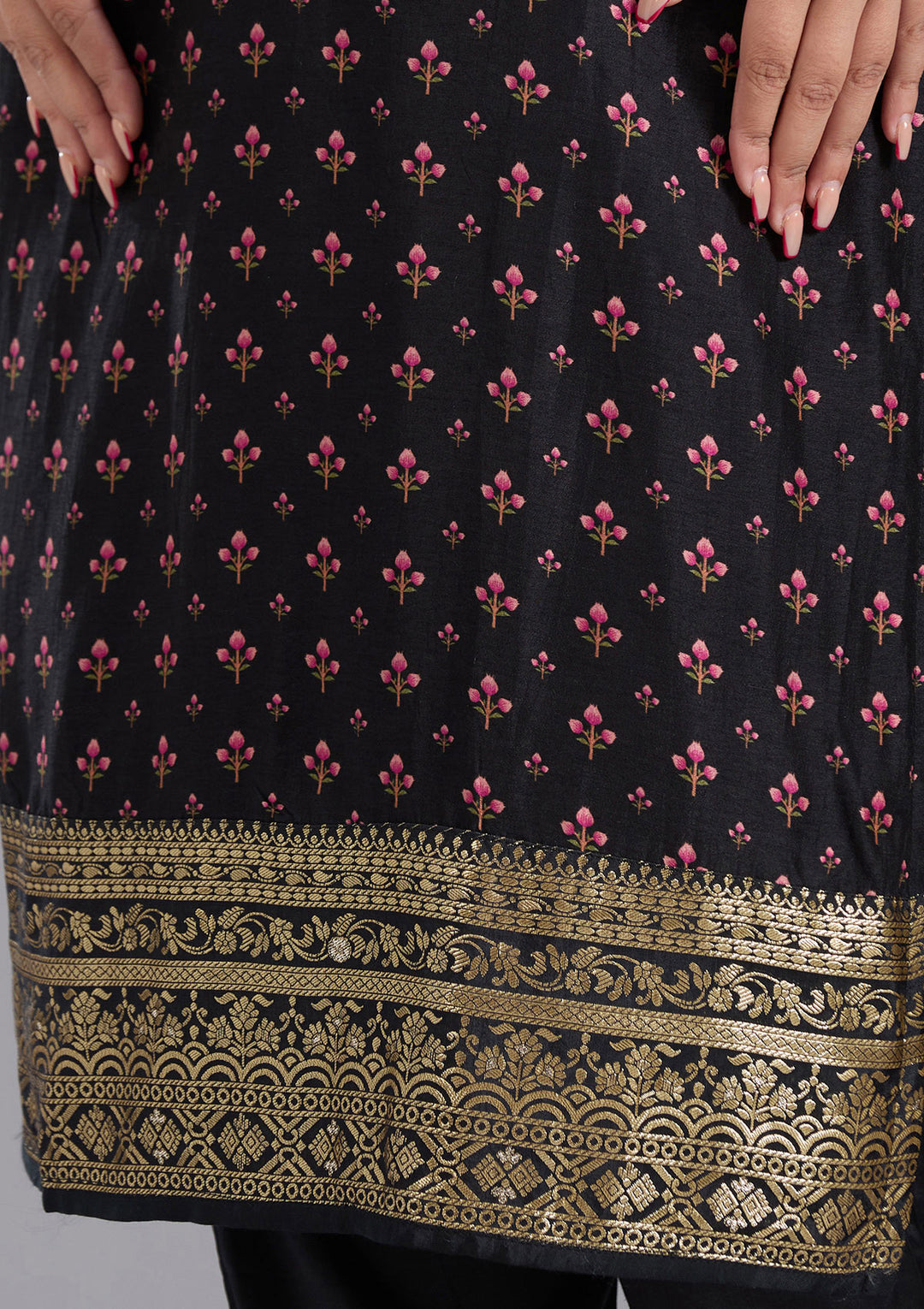 Black Zariwork Soft Raw Silk Readymade Salwar Suit