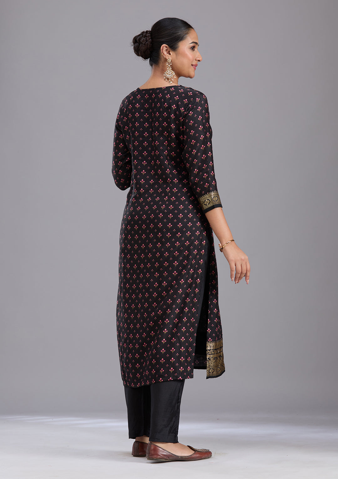 Black Zariwork Soft Raw Silk Readymade Salwar Suit