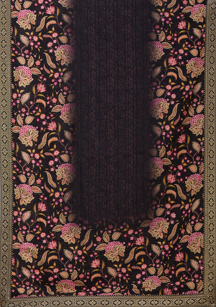 Black Zariwork Soft Raw Silk Readymade Salwar Suit