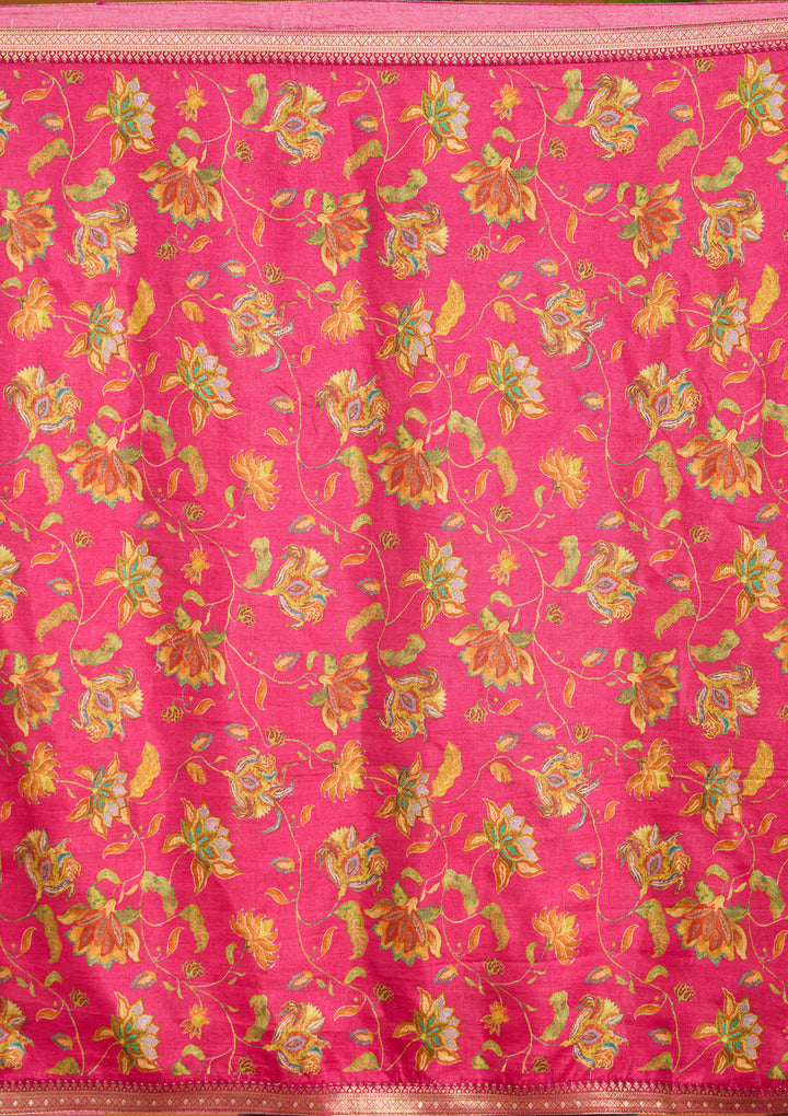 Magenta Pink Threadwork Soft Raw Silk Readymade Salwar Suit