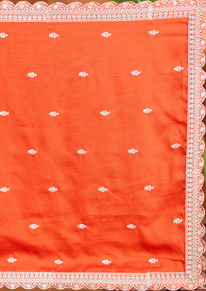 Rust Zariwork (Gold) Soft Raw Silk Readymade Salwar Suit