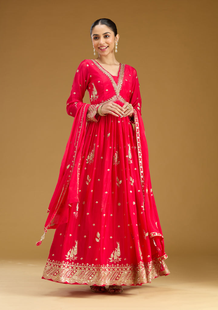 Rani Pink Cutdana Chinon Readymade Salwar Suit