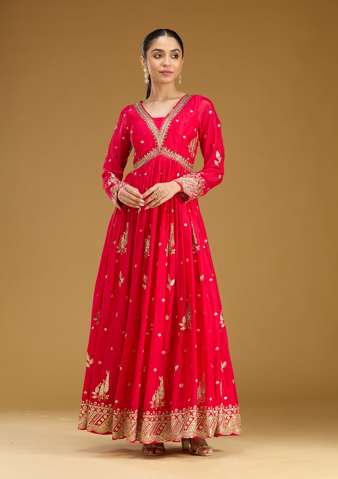 Rani Pink Cutdana Chinon Readymade Salwar Suit