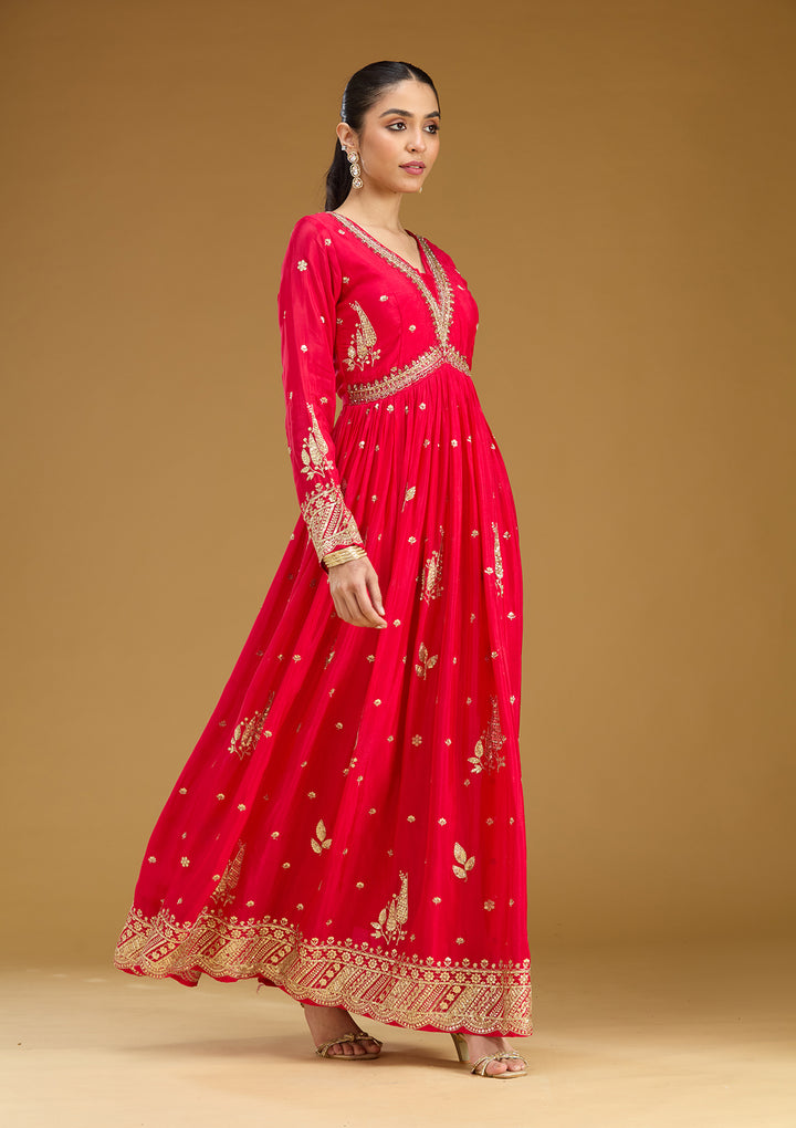 Rani Pink Cutdana Chinon Readymade Salwar Suit