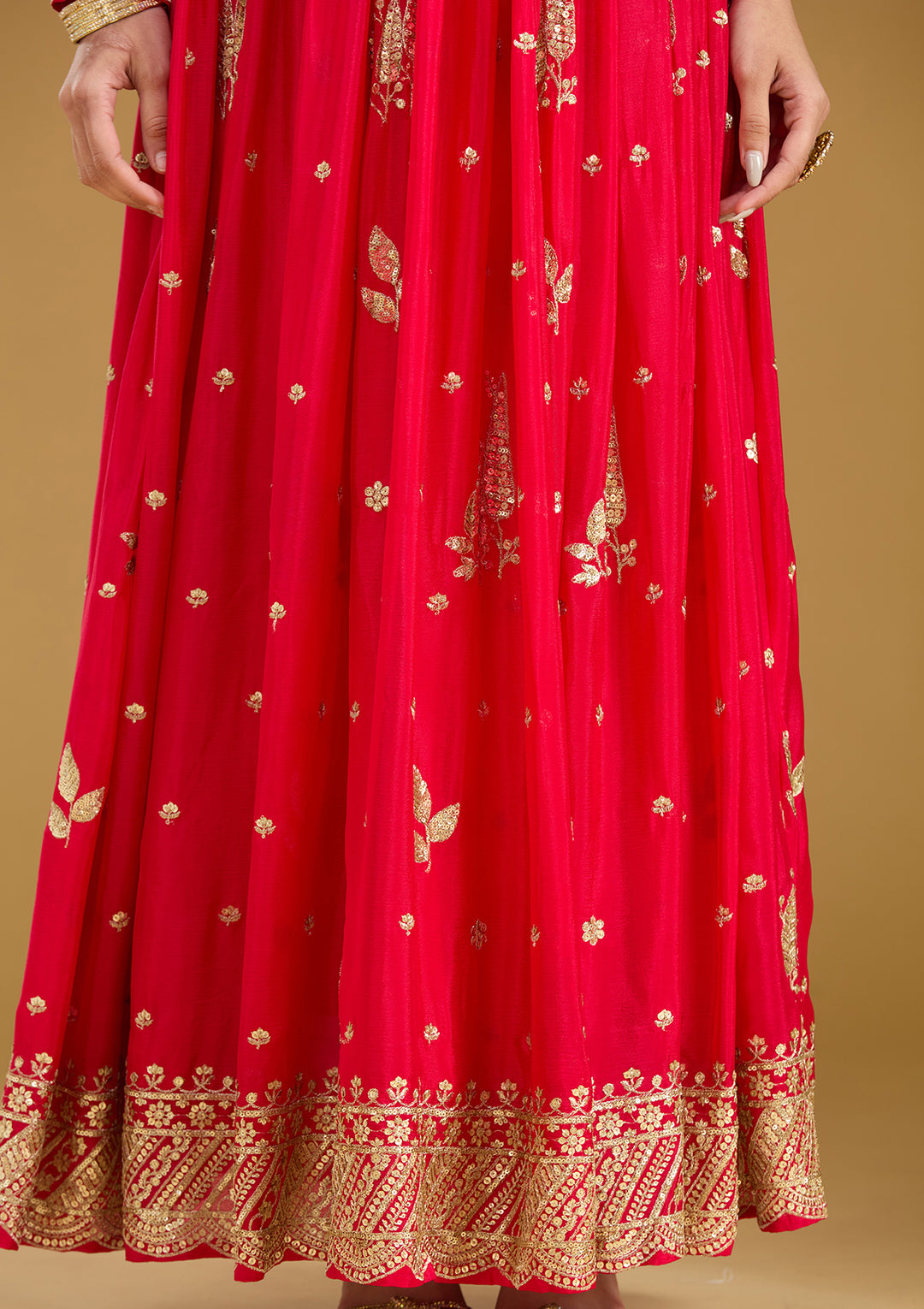 Rani Pink Cutdana Chinon Readymade Salwar Suit