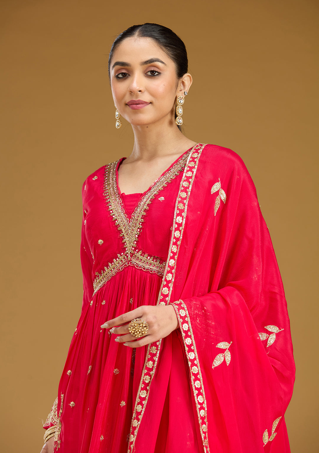 Rani Pink Cutdana Chinon Readymade Salwar Suit