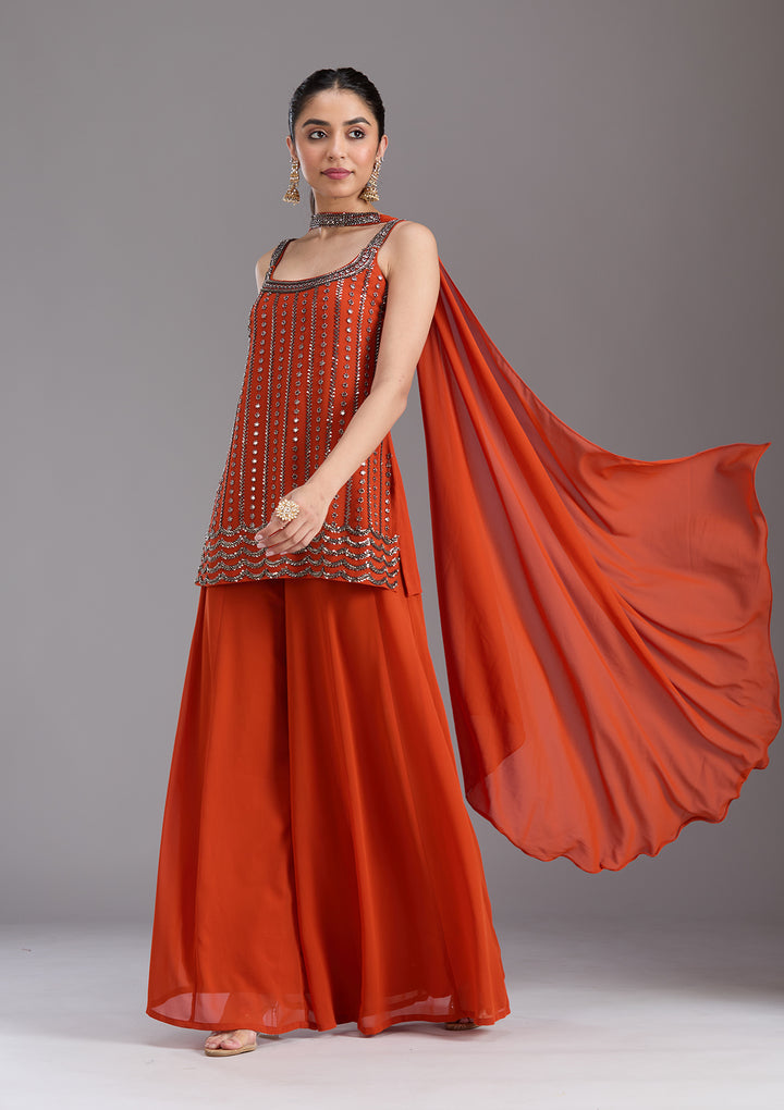 Orange Cutdana Georgette Readymade Salwar Suit