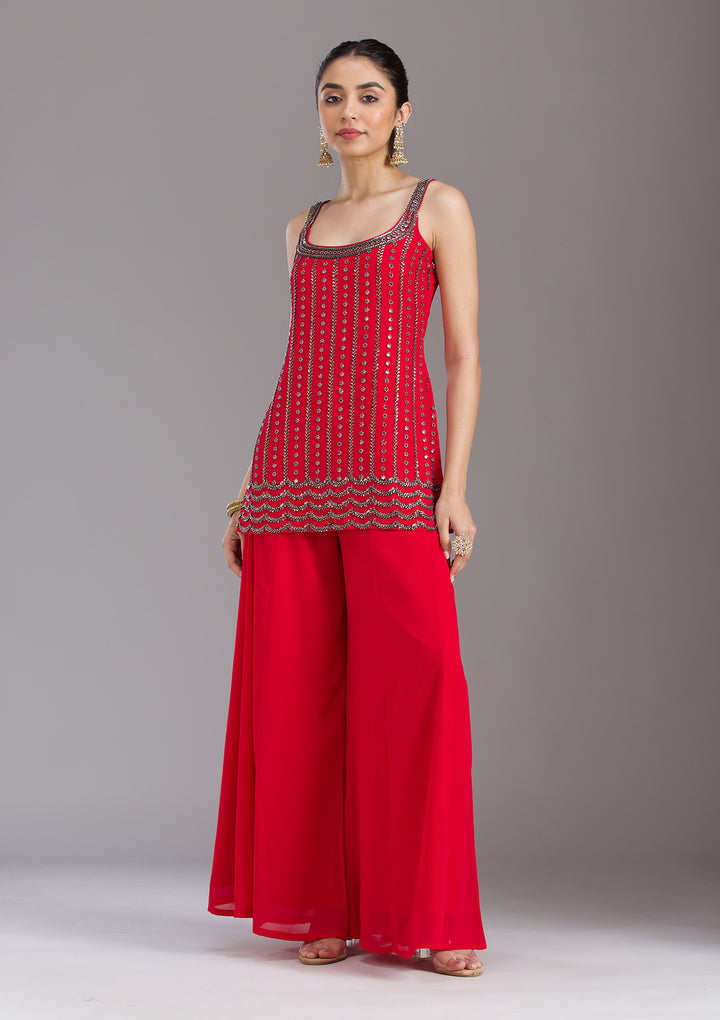 Rani Pink Cutdana Georgette Readymade Salwar Suit