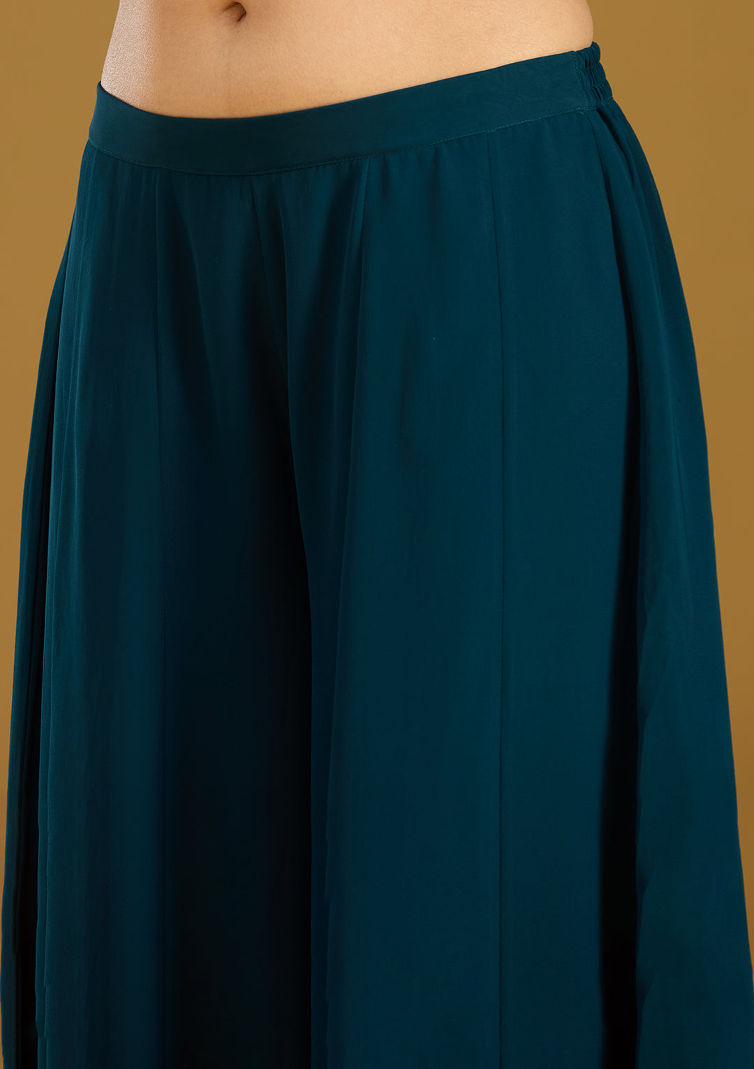 Peacock Blue Cutdana Georgette Readymade Salwar Suit