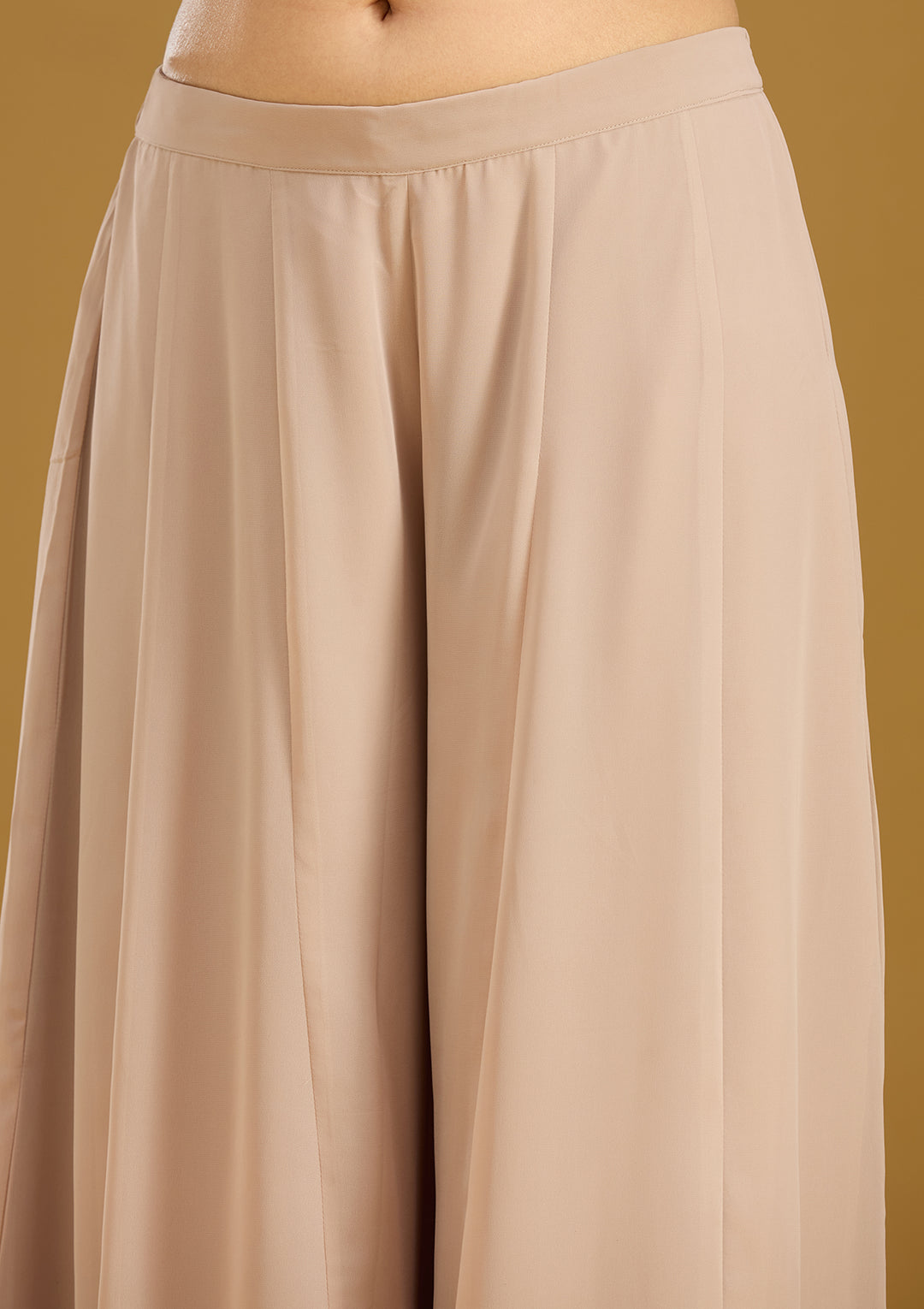 Beige Cutdana Georgette Readymade Salwar Suit