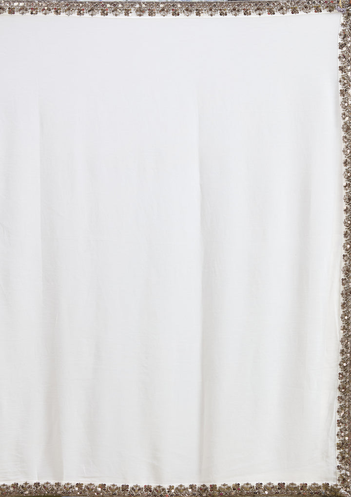 Off White Cutdana Georgette Readymade Salwar Suit