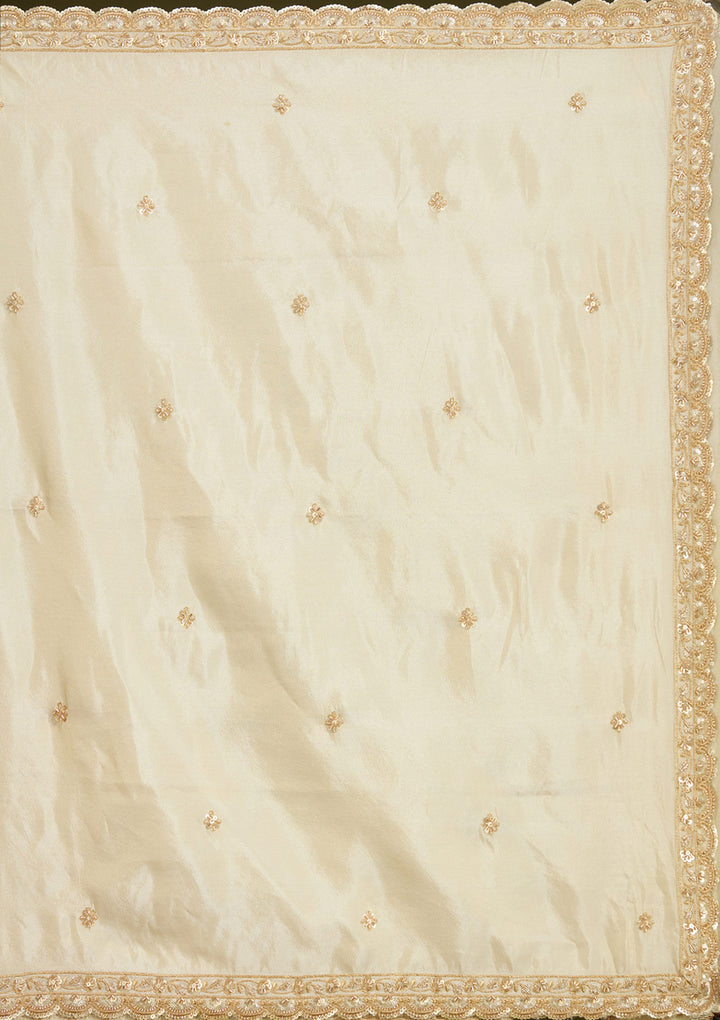Cream Zariwork (Gold) Tissue Readymade Salwar Suit