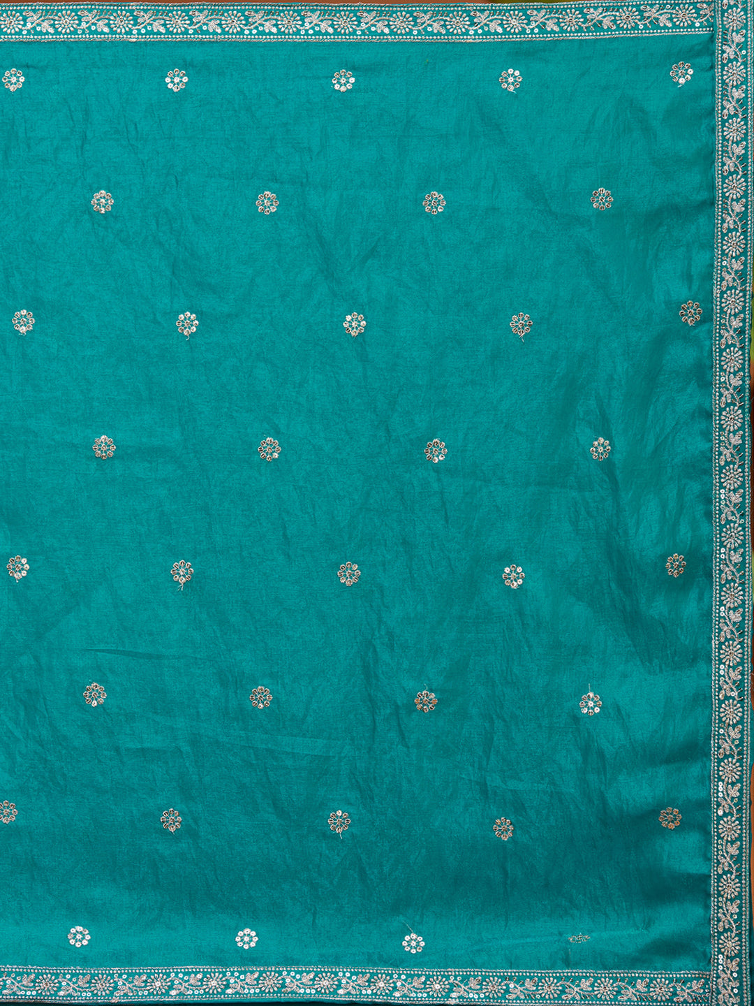Blue Zariwork (Gold) Tissue Readymade Salwar Suit