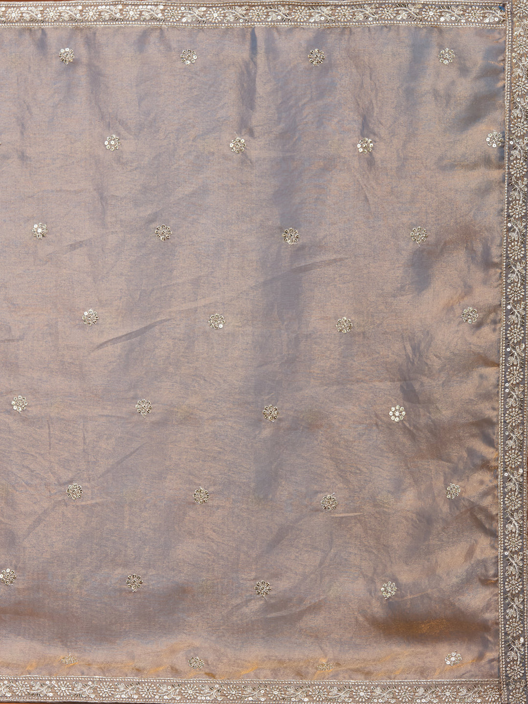 Grey Sequins Soft Raw Silk Readymade Salwar Suit