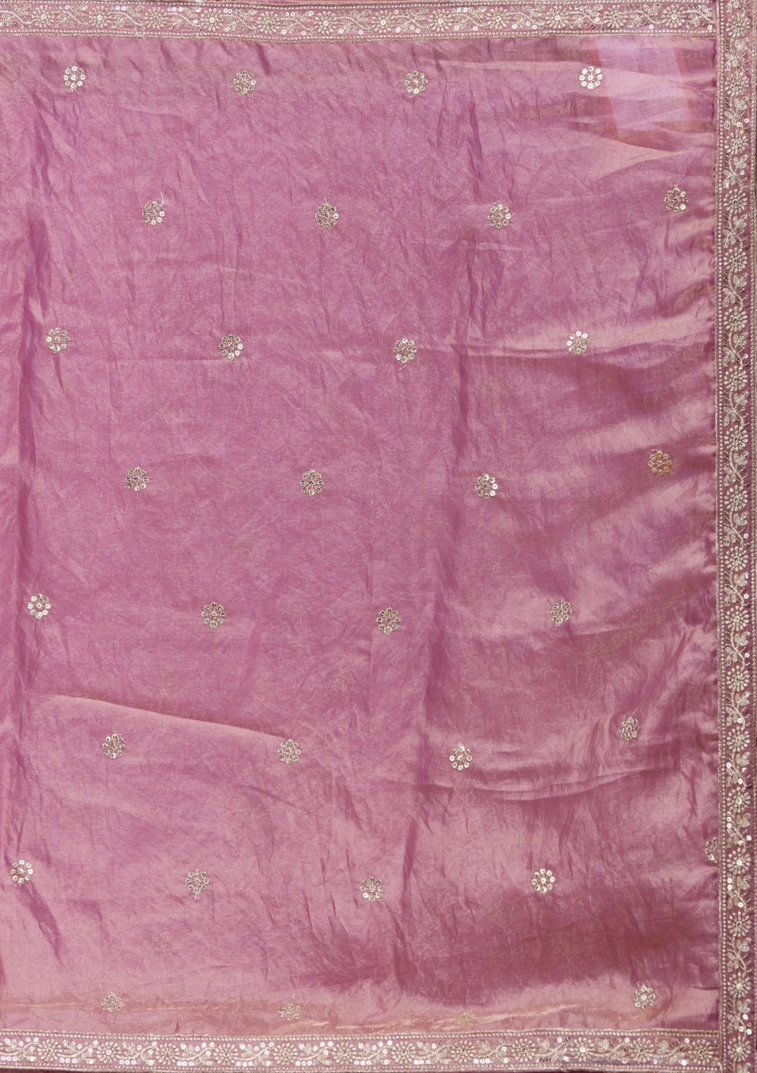 Onion Pink Zariwork (Gold) Tissue Readymade Salwar Suit
