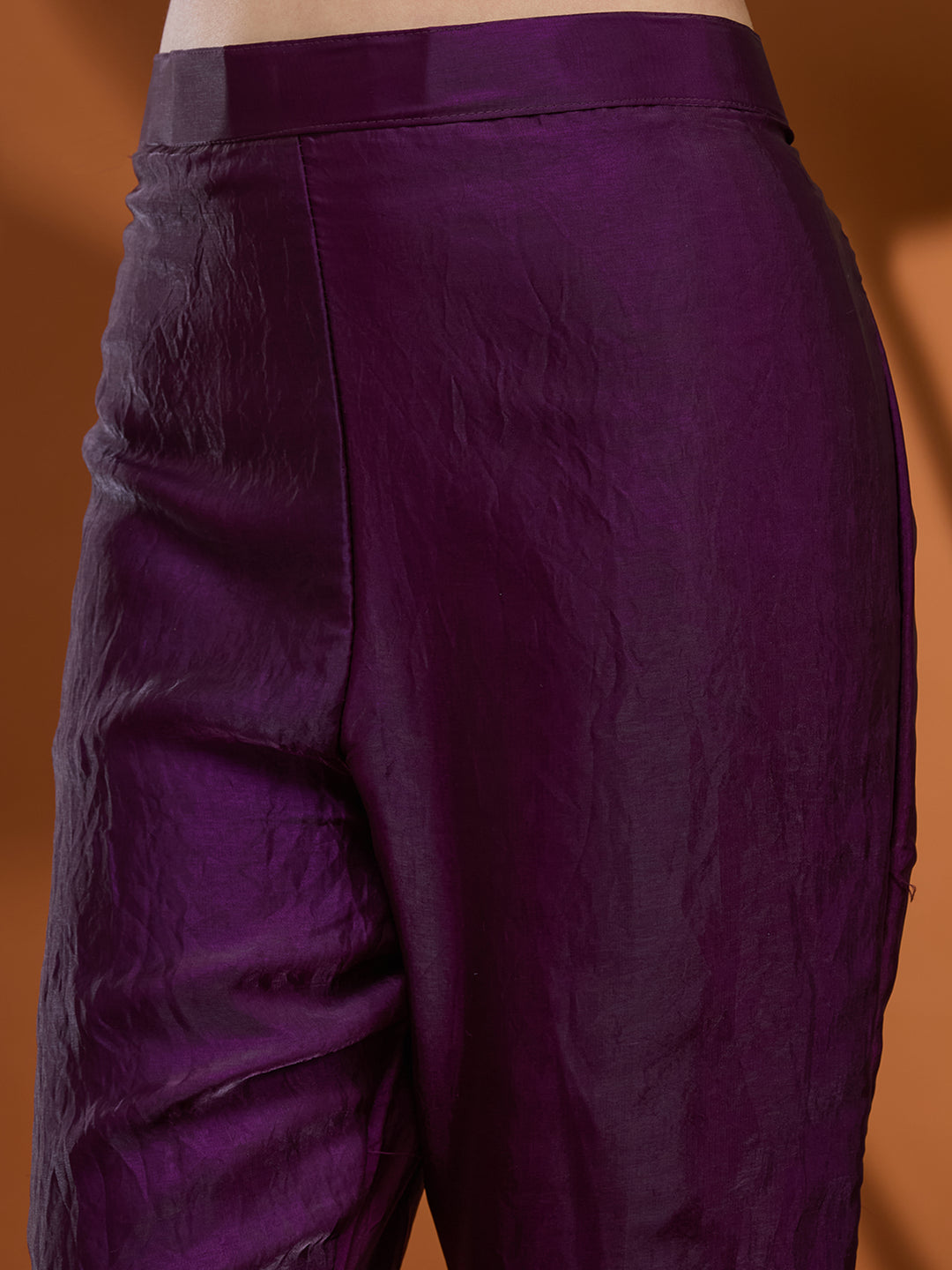 Purple Sequins Soft Raw Silk Readymade Salwar Suit