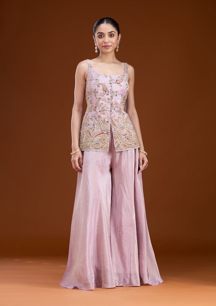 Lavender Cutdana Tissue Readymade Salwar Suit
