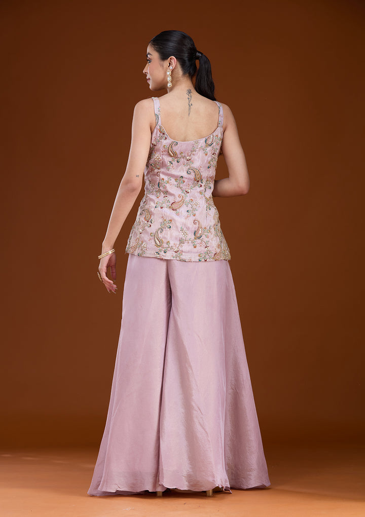Lavender Cutdana Tissue Readymade Salwar Suit