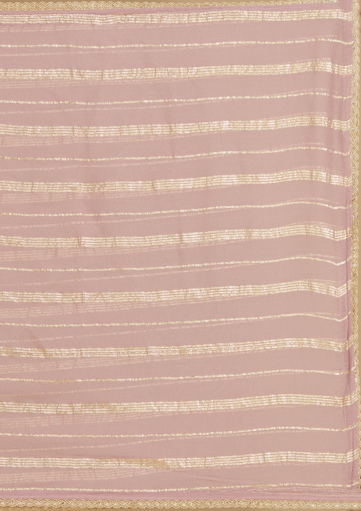 Lavender Tissue Cutdana Straight Kurta With Sharara And Dupatta