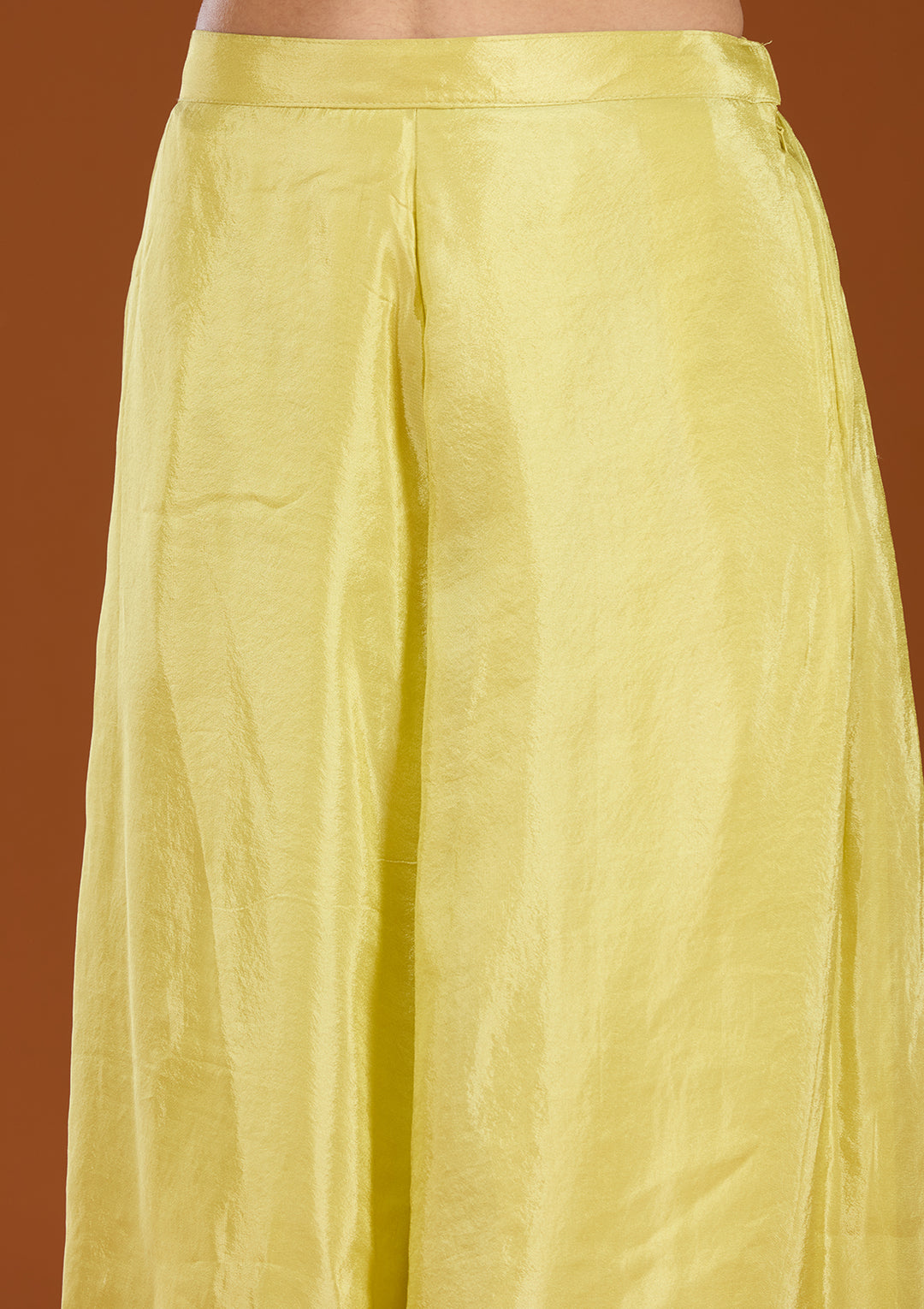 Lime Green Tissue Cutdana Straight Kurta With Sharara And Dupatta