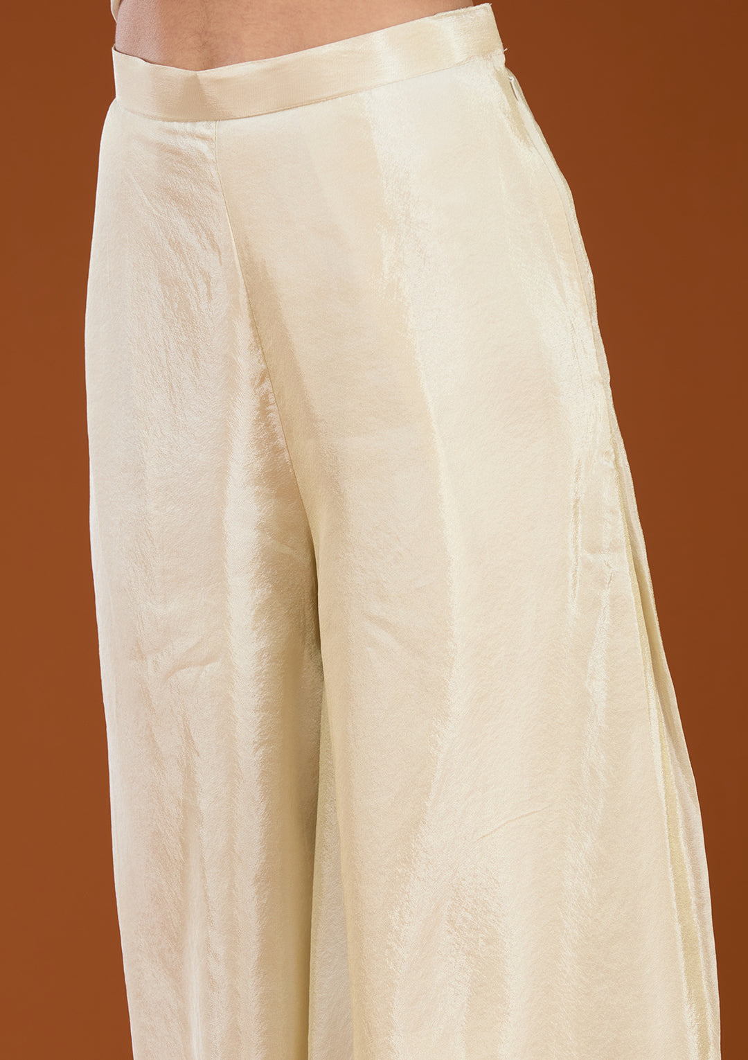Off White Tissue Cutdana Straight Kurta With Sharara And Dupatta