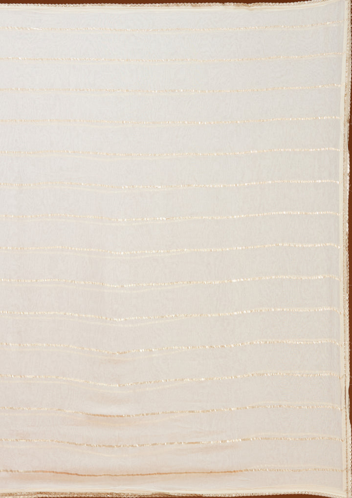 Off White Tissue Cutdana Straight Kurta With Sharara And Dupatta