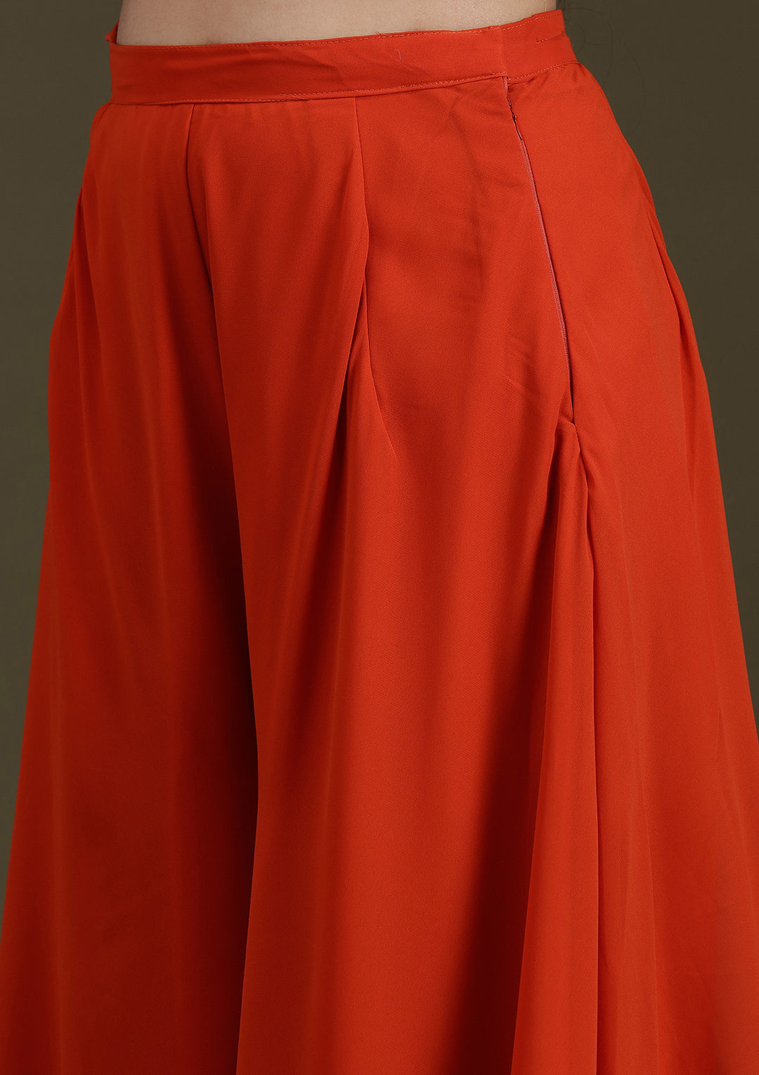 Orange Cutdana Brocade Readymade Salwar Suit