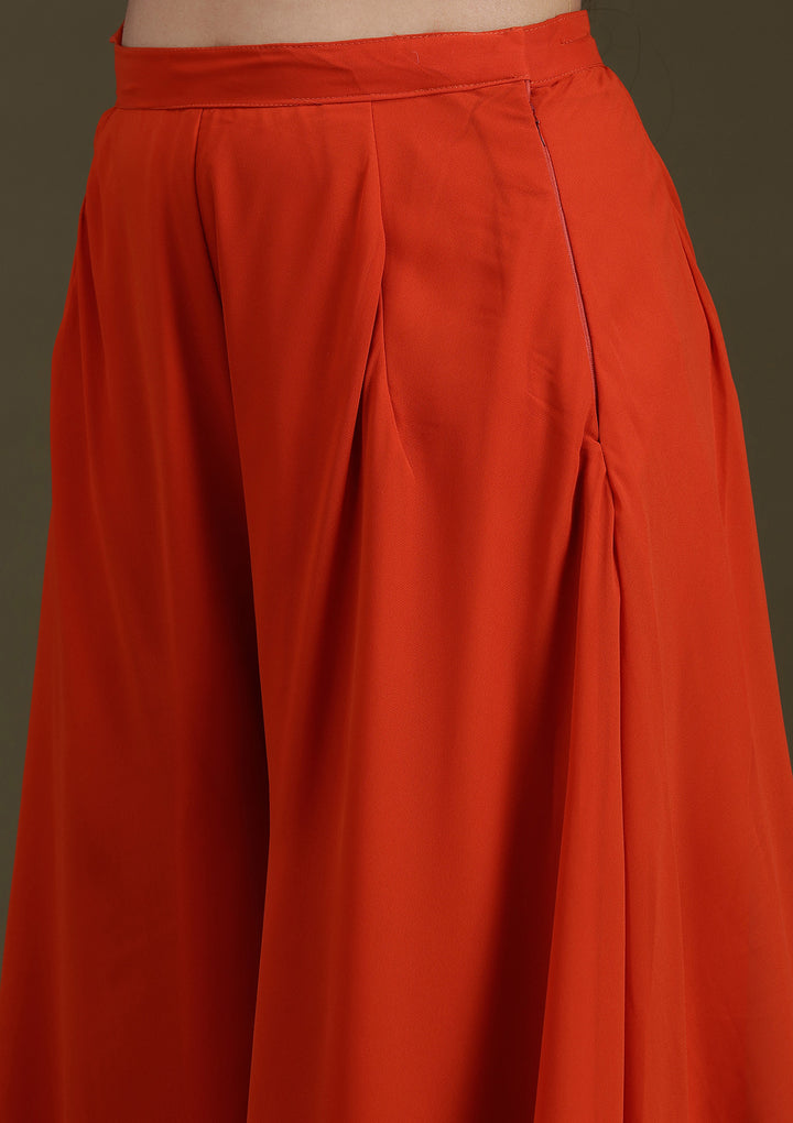 Orange Cutdana Brocade Readymade Salwar Suit