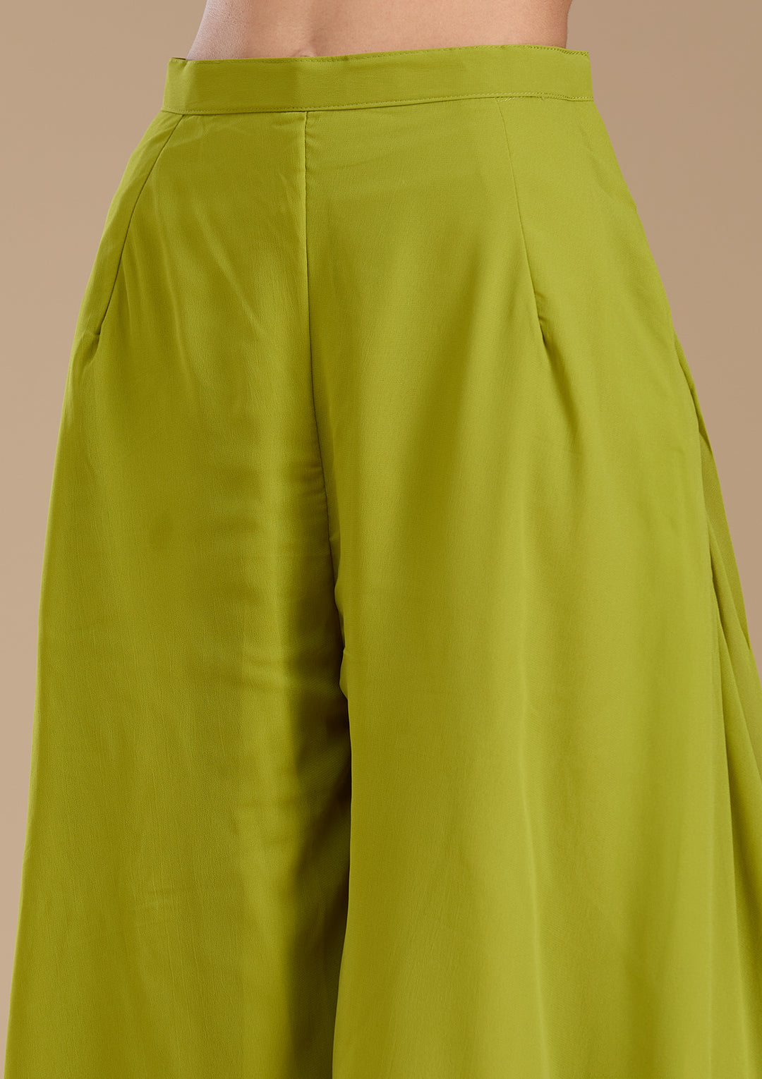 Parrot Green Cutdana Brocade Readymade Salwar Suit