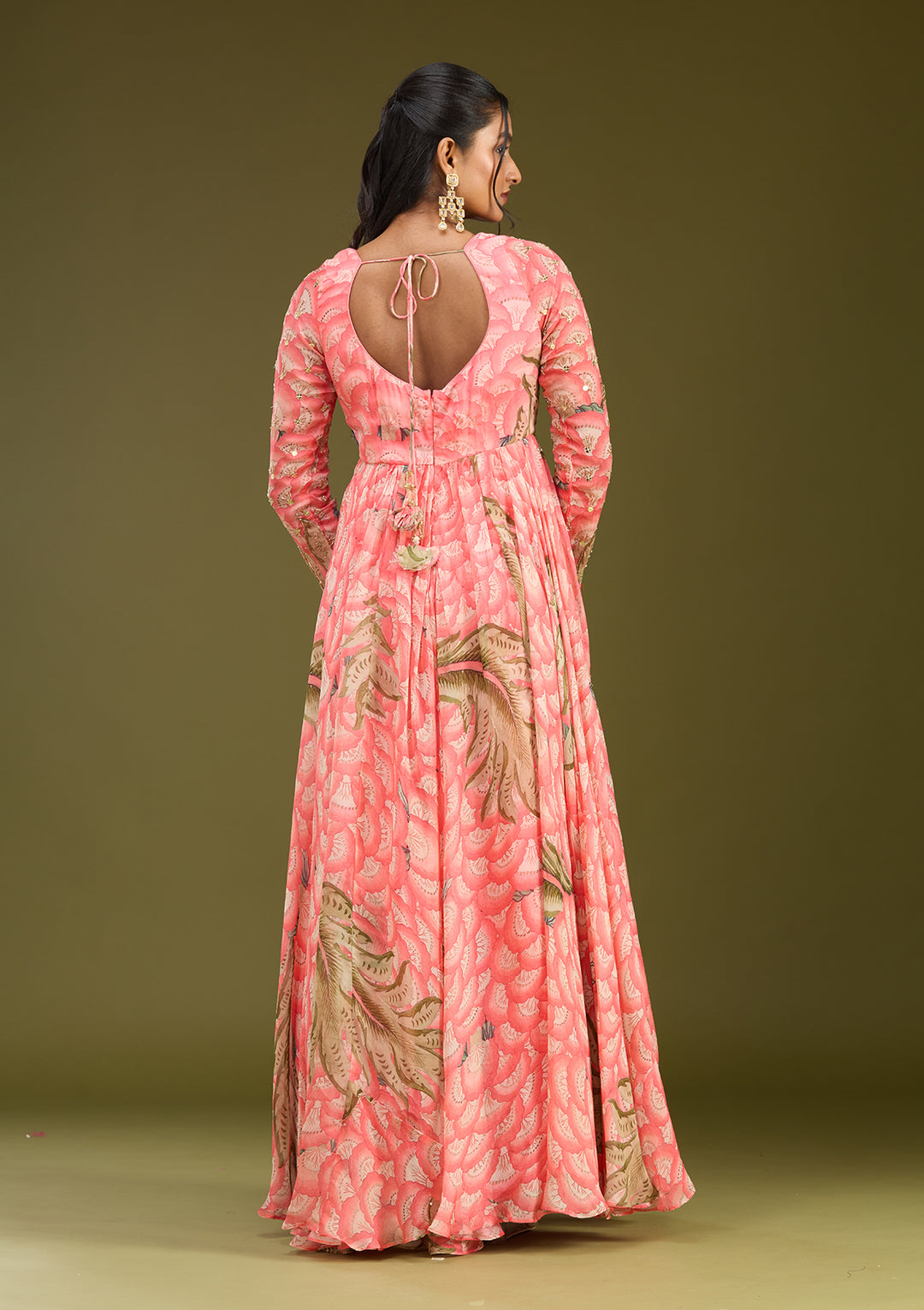 Pink Mirrorwork Crepe Readymade Salwar Suit