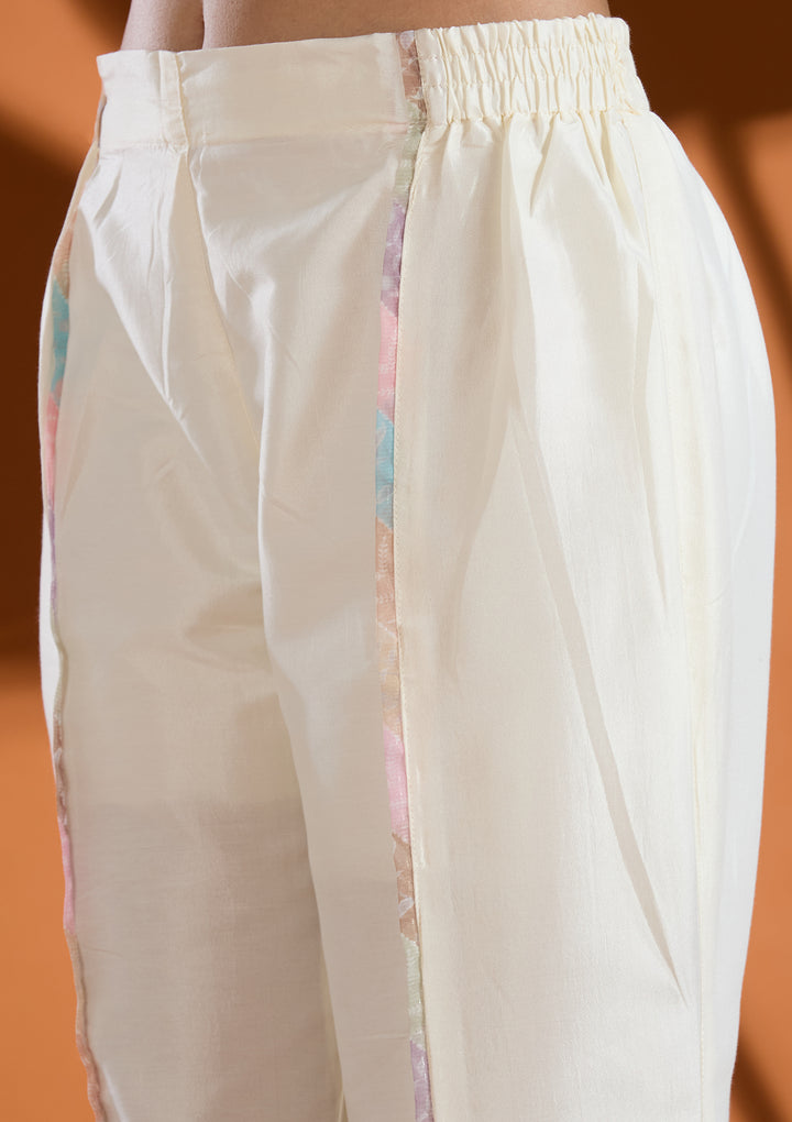 Cream Cutdana Tissue Readymade Salwar Suit