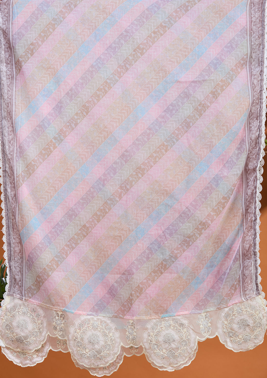 Cream Cutdana Tissue Readymade Salwar Suit