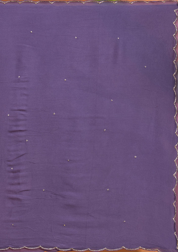 Purple Cutdana Soft Raw Silk Readymade Salwar Suit