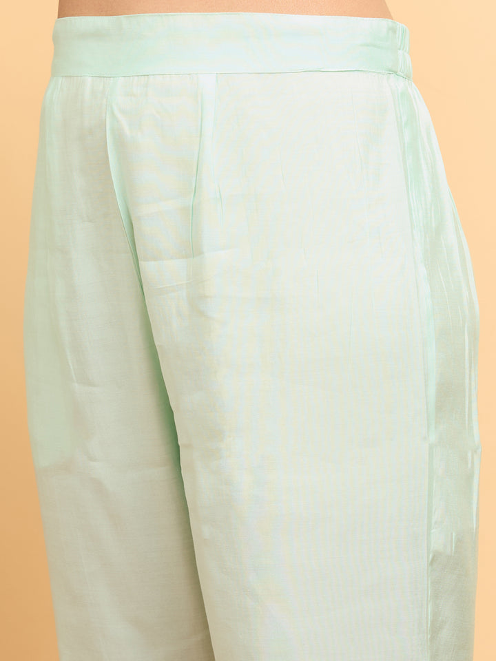 Blue Threadwork Chanderi Readymade Salwar Suit