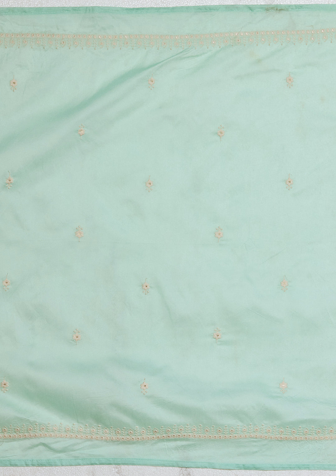 Blue Chanderi Threadwork Straight Kurta With Regular Pant And Dupatta