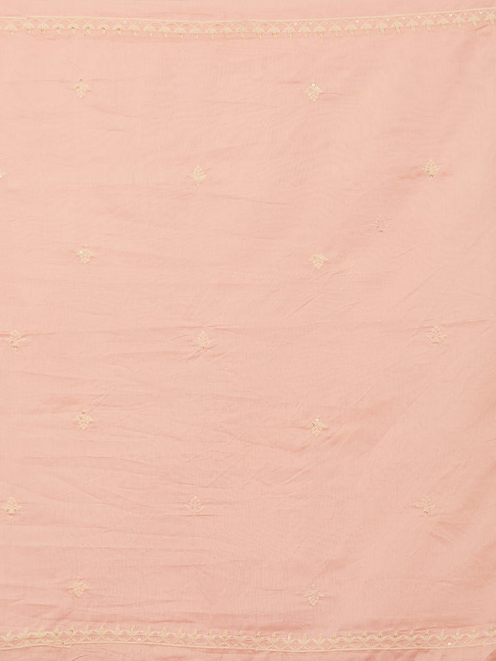 Peach Threadwork Chanderi Readymade Salwar Suit
