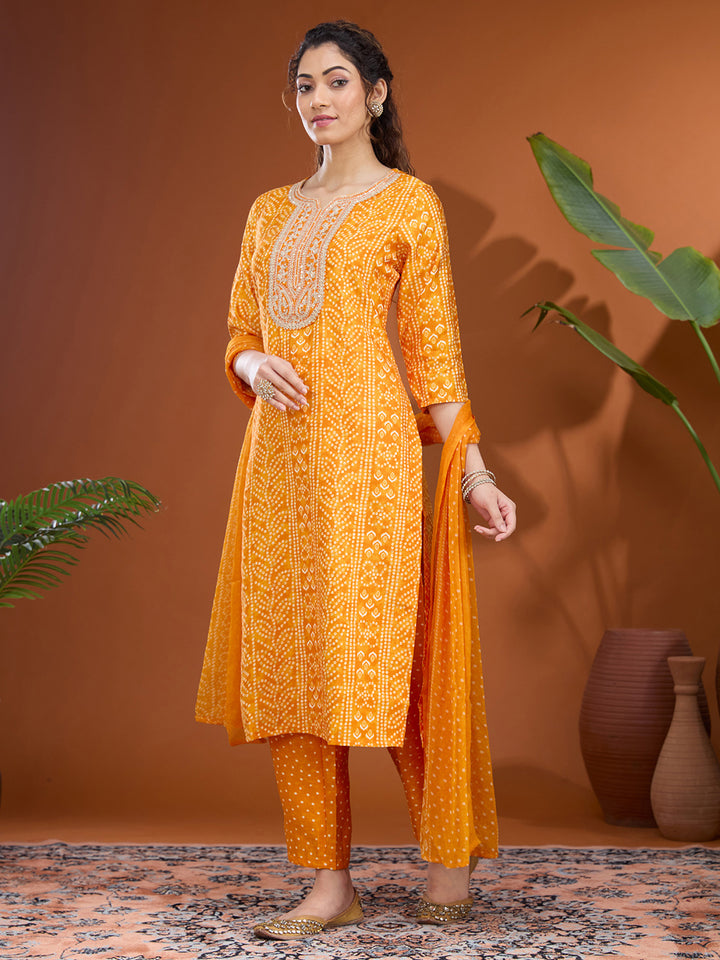 Mustard Yellow Cording Raw Silk Readymade Salwar Suit