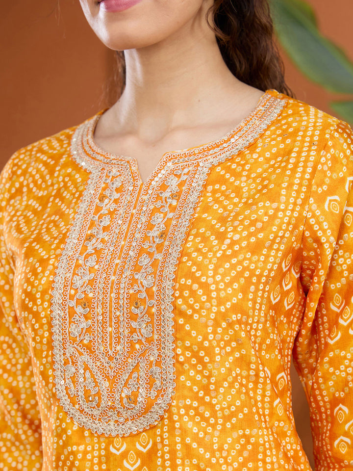 Mustard Yellow Cording Raw Silk Readymade Salwar Suit