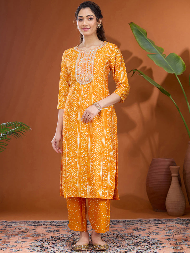 Mustard Yellow Cording Raw Silk Readymade Salwar Suit