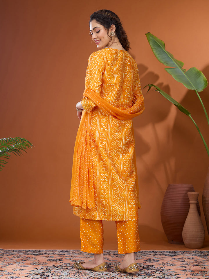 Mustard Yellow Cording Raw Silk Readymade Salwar Suit