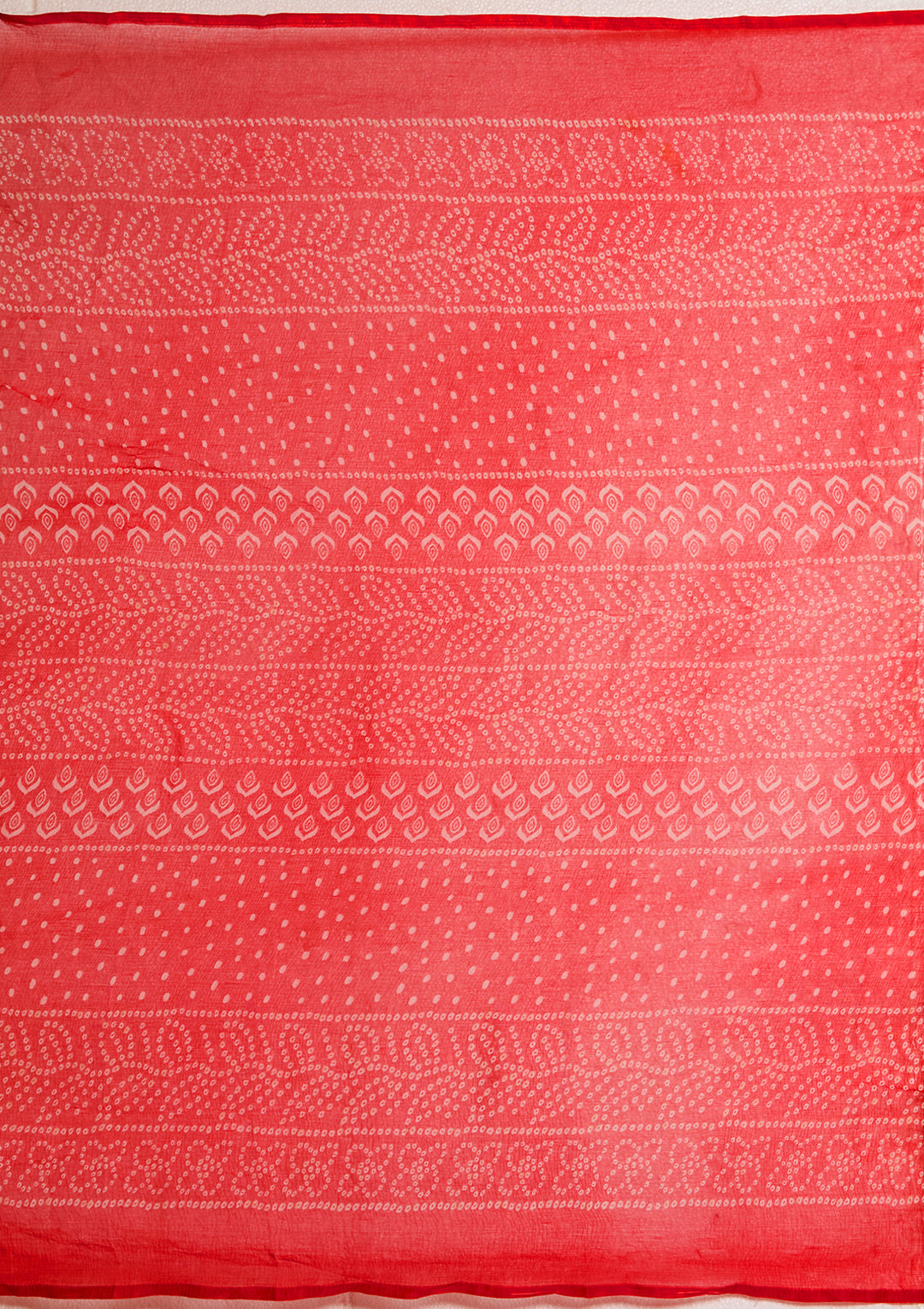 Red Raw Silk Bandhej Cording Straight Kurta With Regular Pant And Dupatta