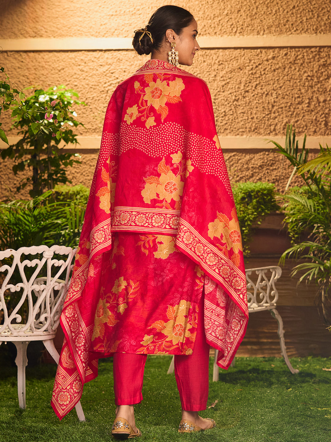 Rani Pink Cording Soft Raw Silk Readymade Salwar Suit