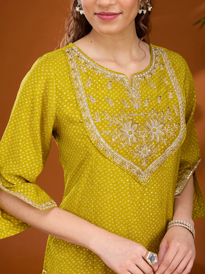 Mehandi Green Cording Chanderi Readymade Salwar Suit