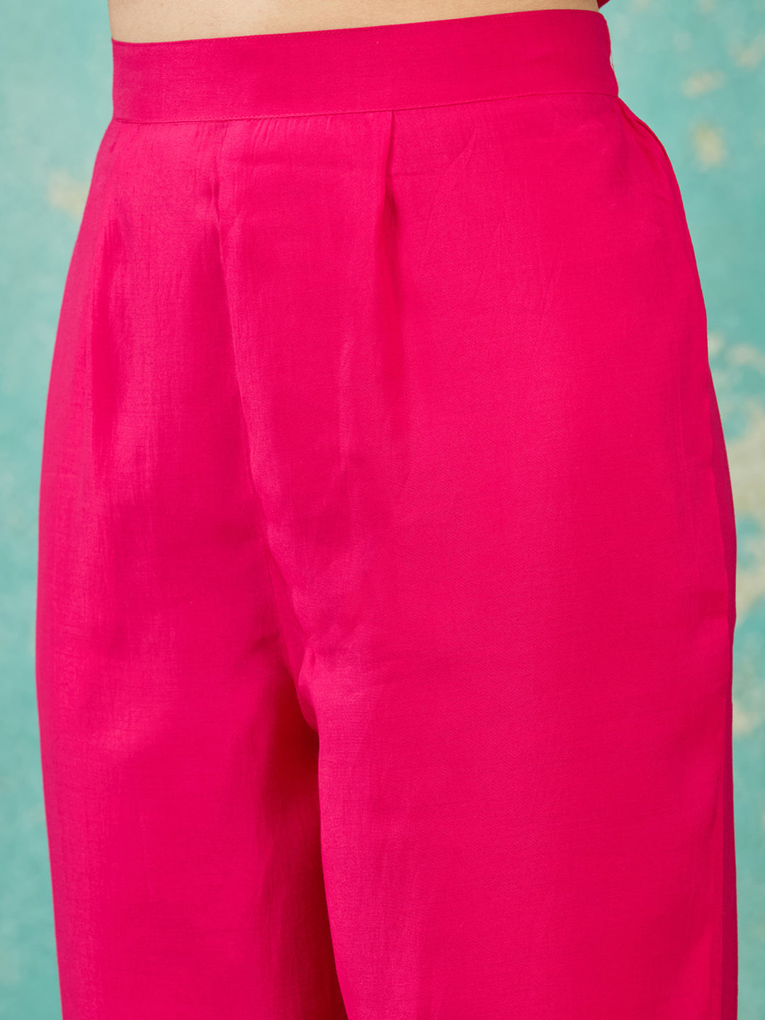 Rani Pink Sequins Chanderi Readymade Salwar Suit