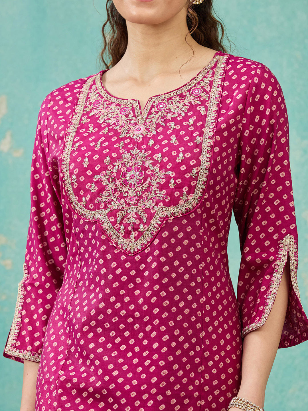 Purple Cording Chanderi Readymade Salwar Suit