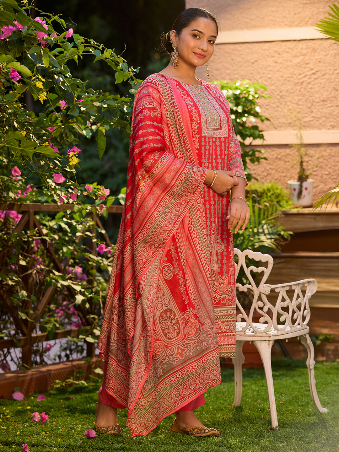 Gajari Pink Cutdana Chanderi Readymade Salwar Suit