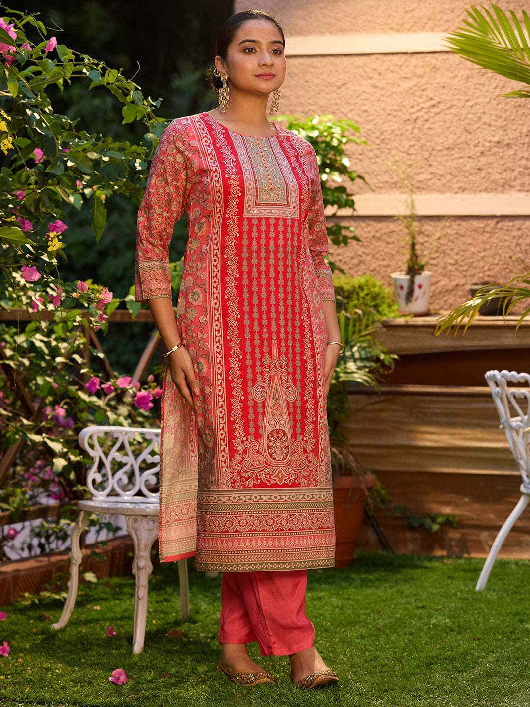 Gajari Pink Cutdana Chanderi Readymade Salwar Suit