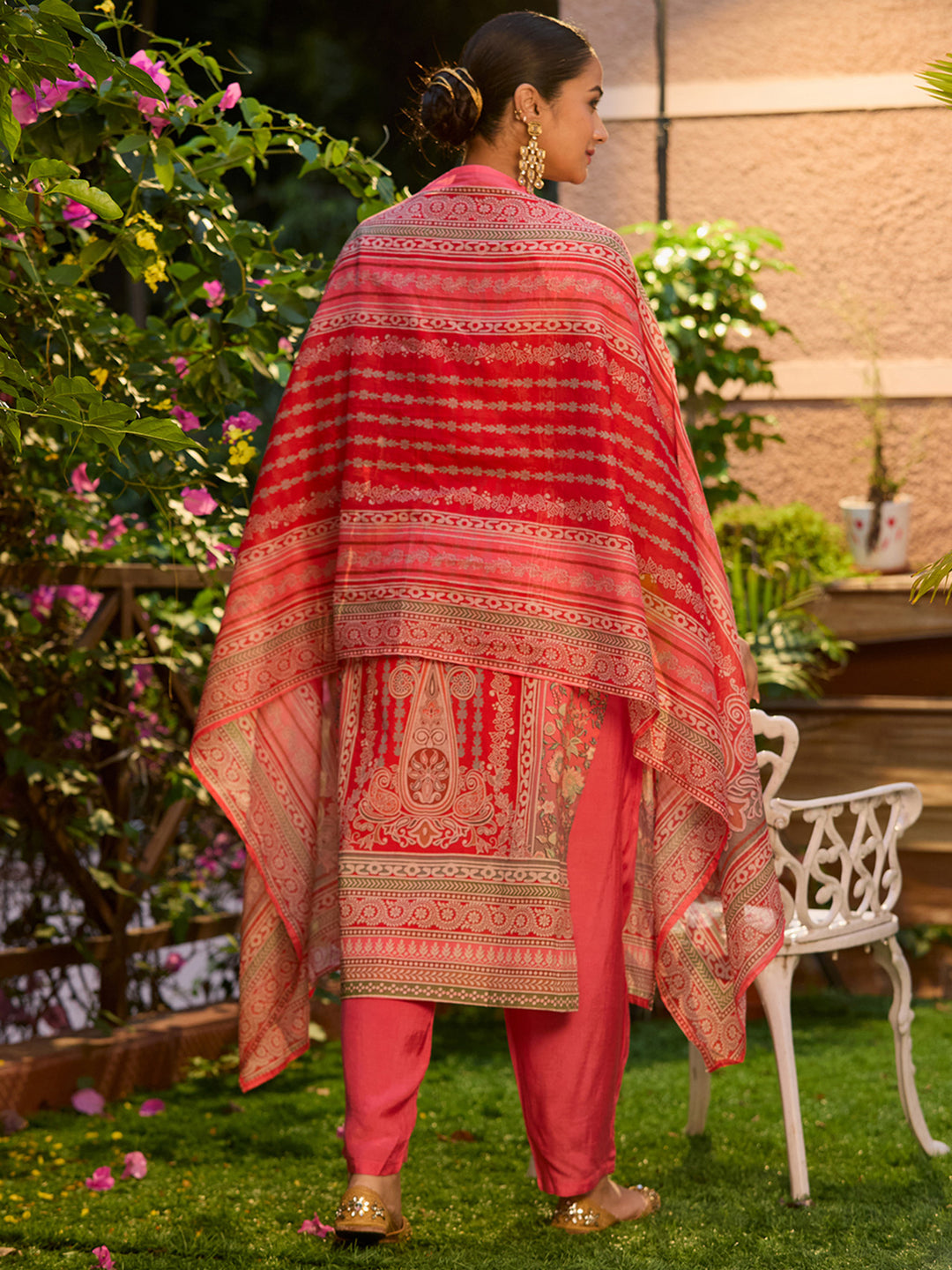 Gajari Pink Cutdana Chanderi Readymade Salwar Suit